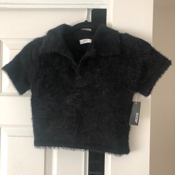 NEW WITH TAG Black fuzzy cropped cardigan size small - Picture 1 of 1